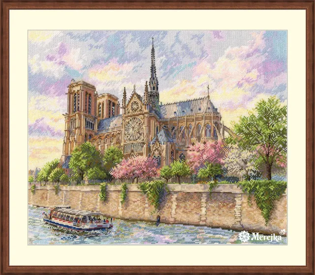 Merejka Notre-Dame de Paris borduurpakket Aida 16 ecru 31x38