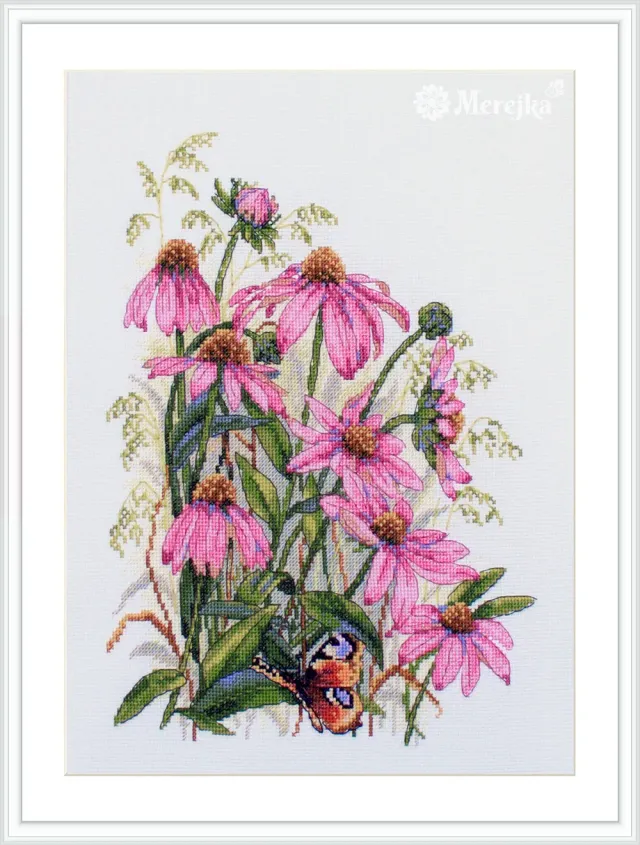 Merejka Coneflowers borduurpakket 24x32 cm wit