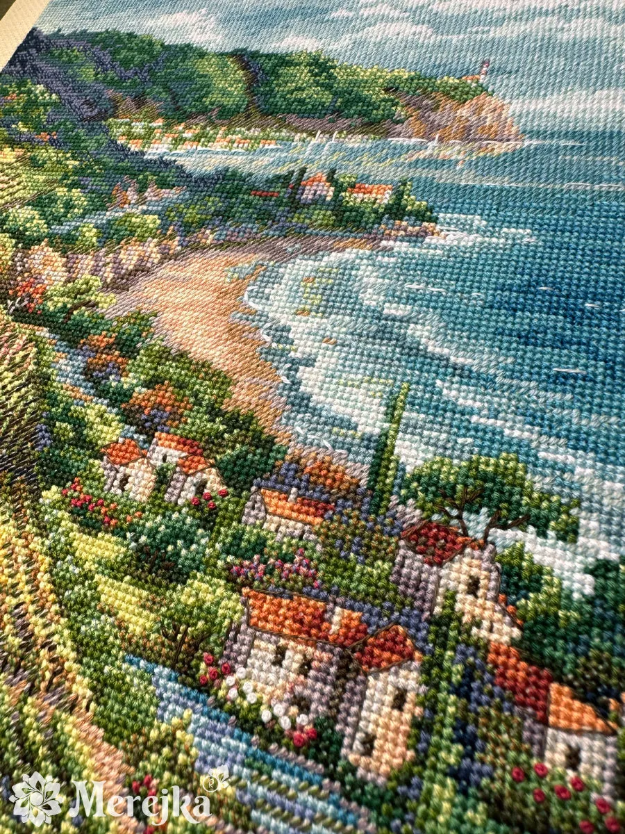 Merejka Coastline View borduurpakket 33,5x25 ecru