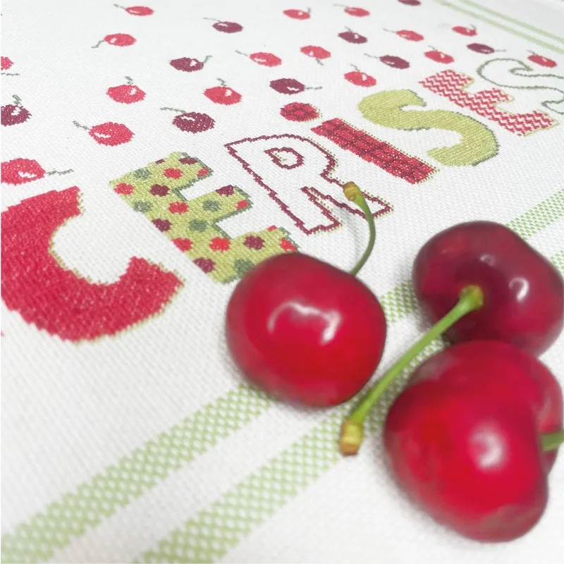 LiliPoints Cherries borduurpatroon kersen theedoek