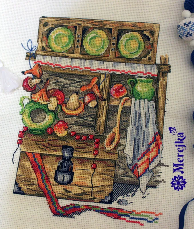 Merejka Chest borduurpakket 20x25 cm Aida ecru