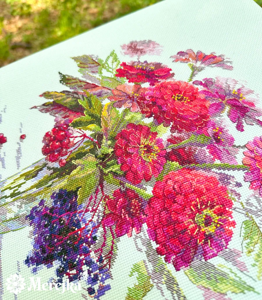 Merejka September Colour borduurpakket Aida 16 ijsblauw