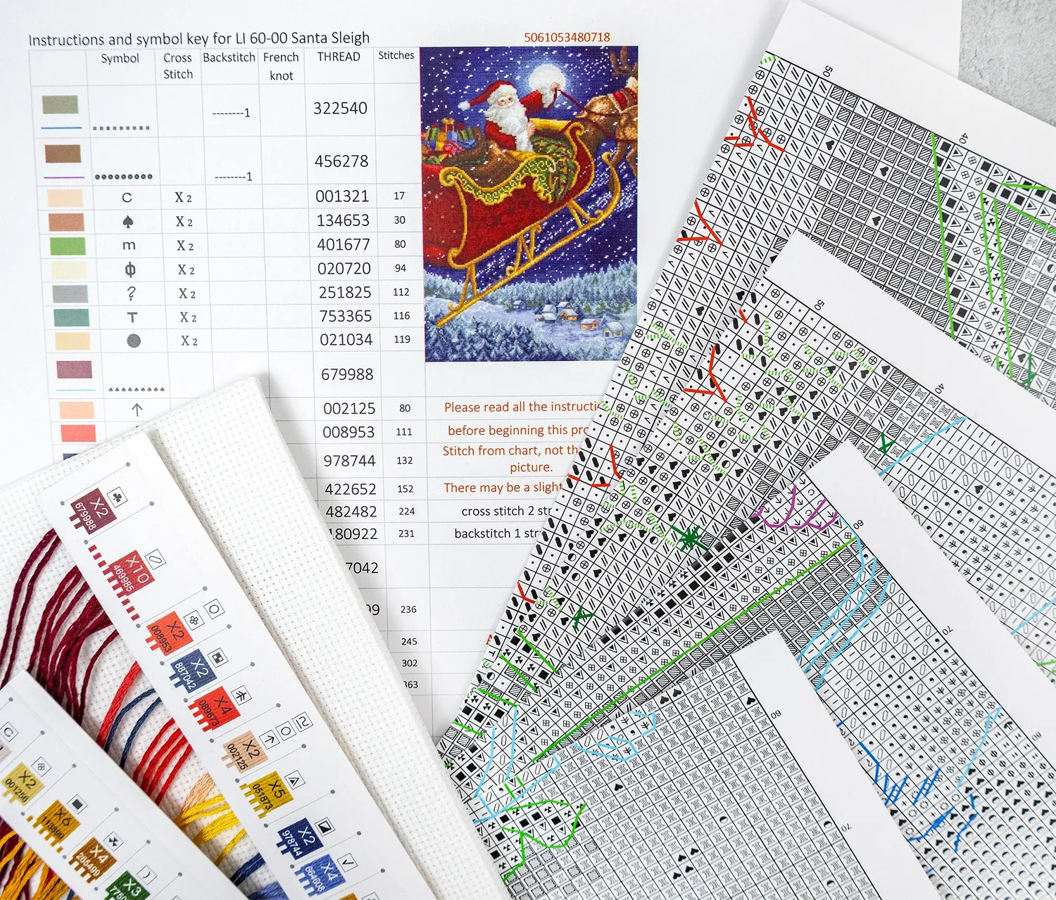 Leti Stitch LI 60-00 Santa Sleigh kruissteekpakket 24x35 cm kerst