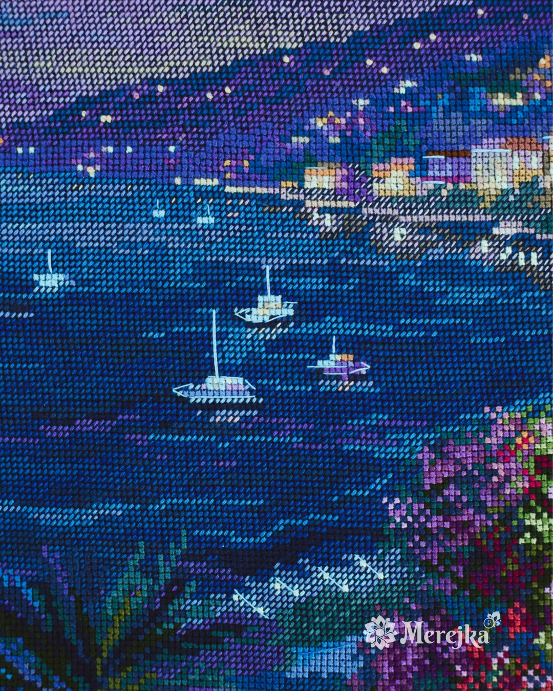 Merejka Côte d’Azur borduurpakket blauw 30x40 cm