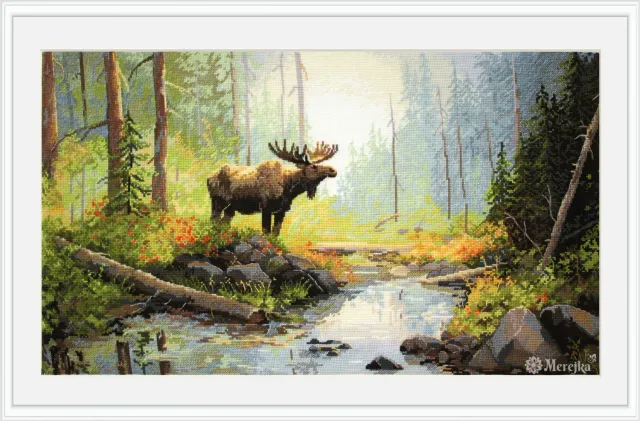 Merejka Woodland Morning borduurpakket 29x52cm wit