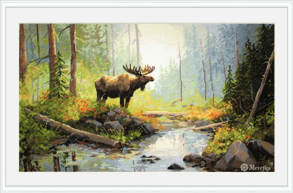 Merejka Woodland Morning borduurpakket 29x52cm wit