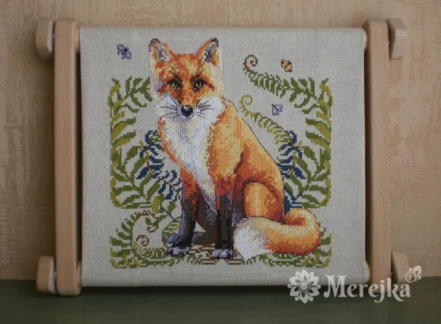 Merejka The Fox borduurpakket 20x20 cm rustico-aida