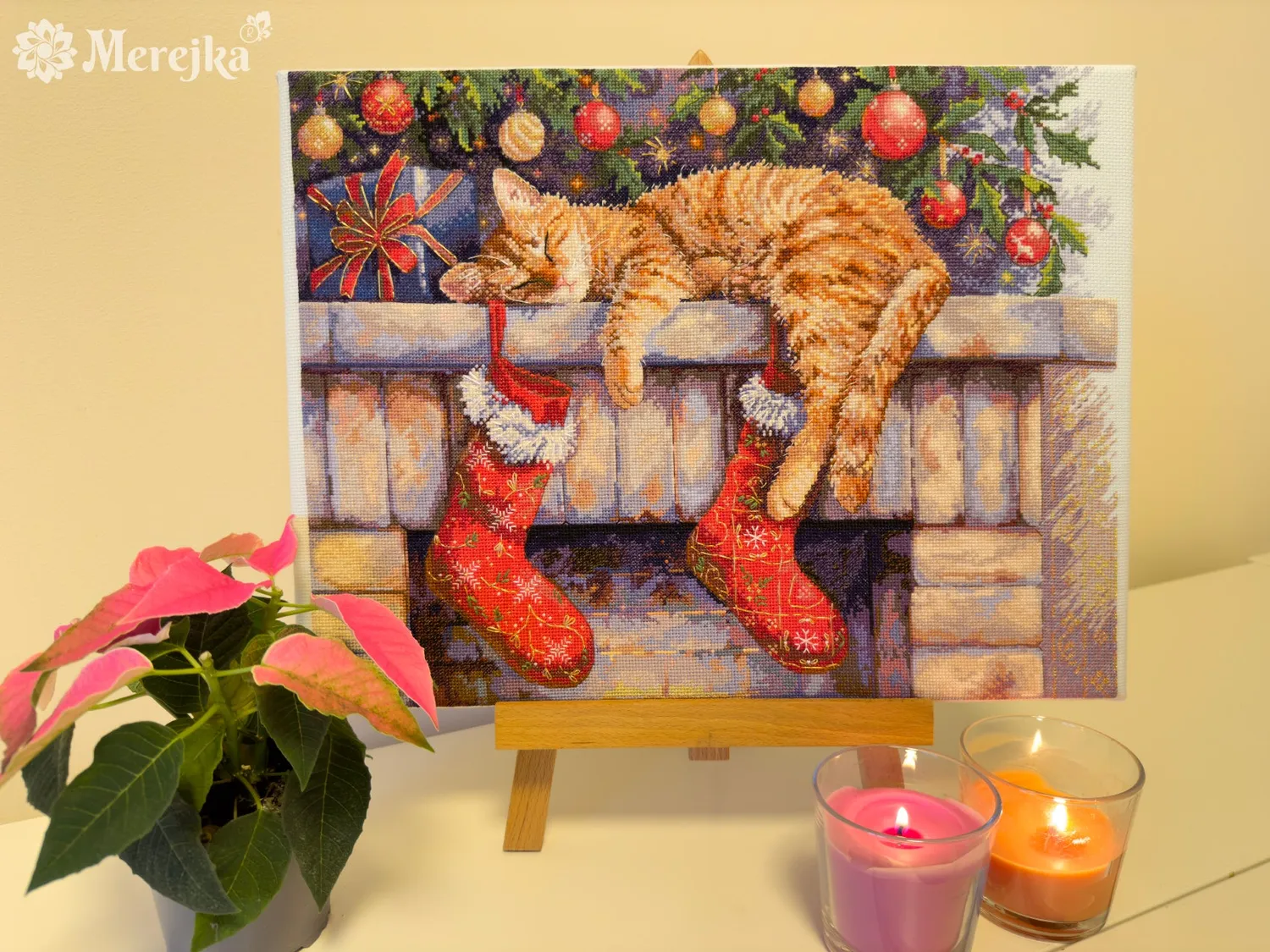 Merejka Santa's Helper borduurpakket Aida 16 ijsblauw 42 kleuren