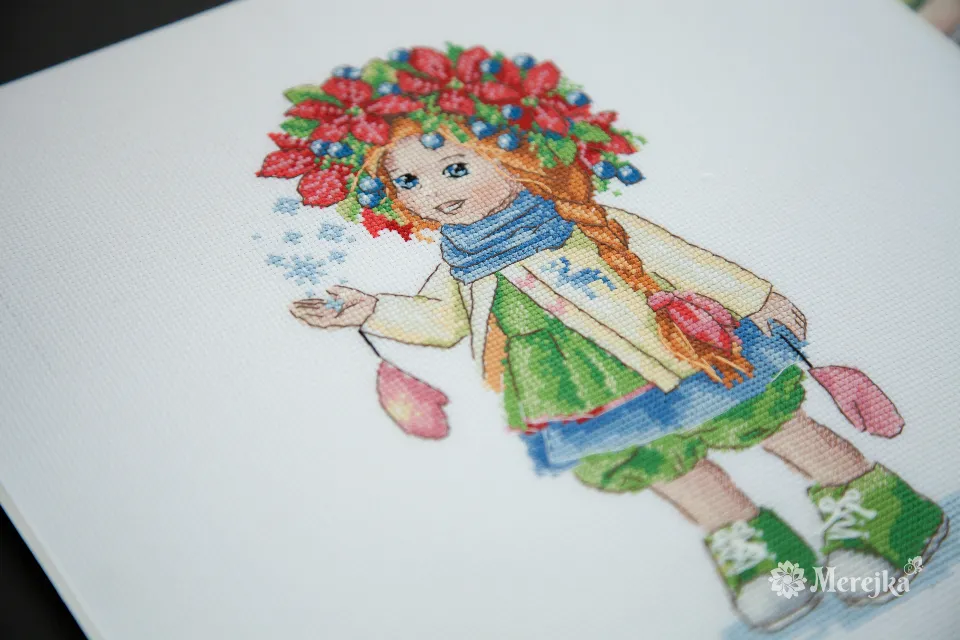 Merejka Winter Girl borduurpakket wit 23x14 cm