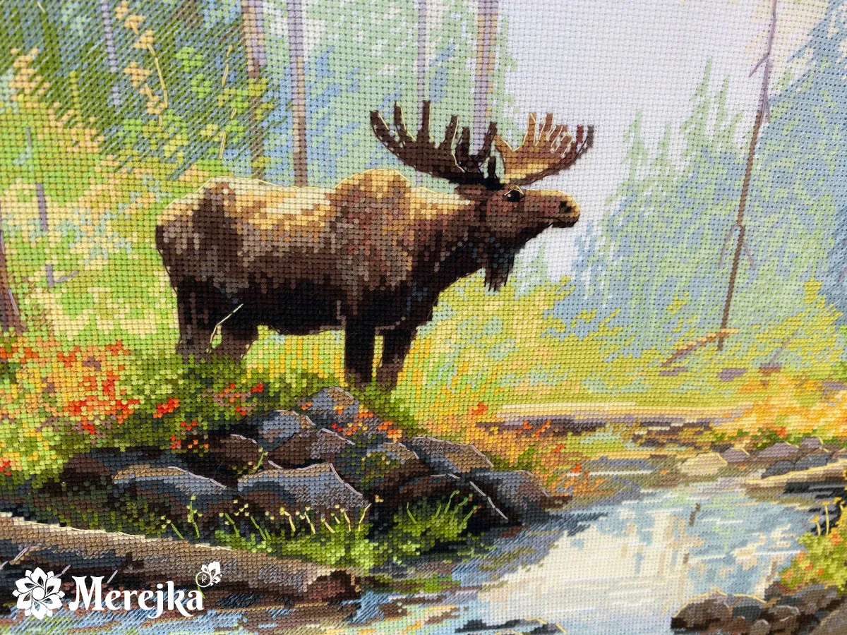 Merejka Woodland Morning borduurpakket 29x52cm wit