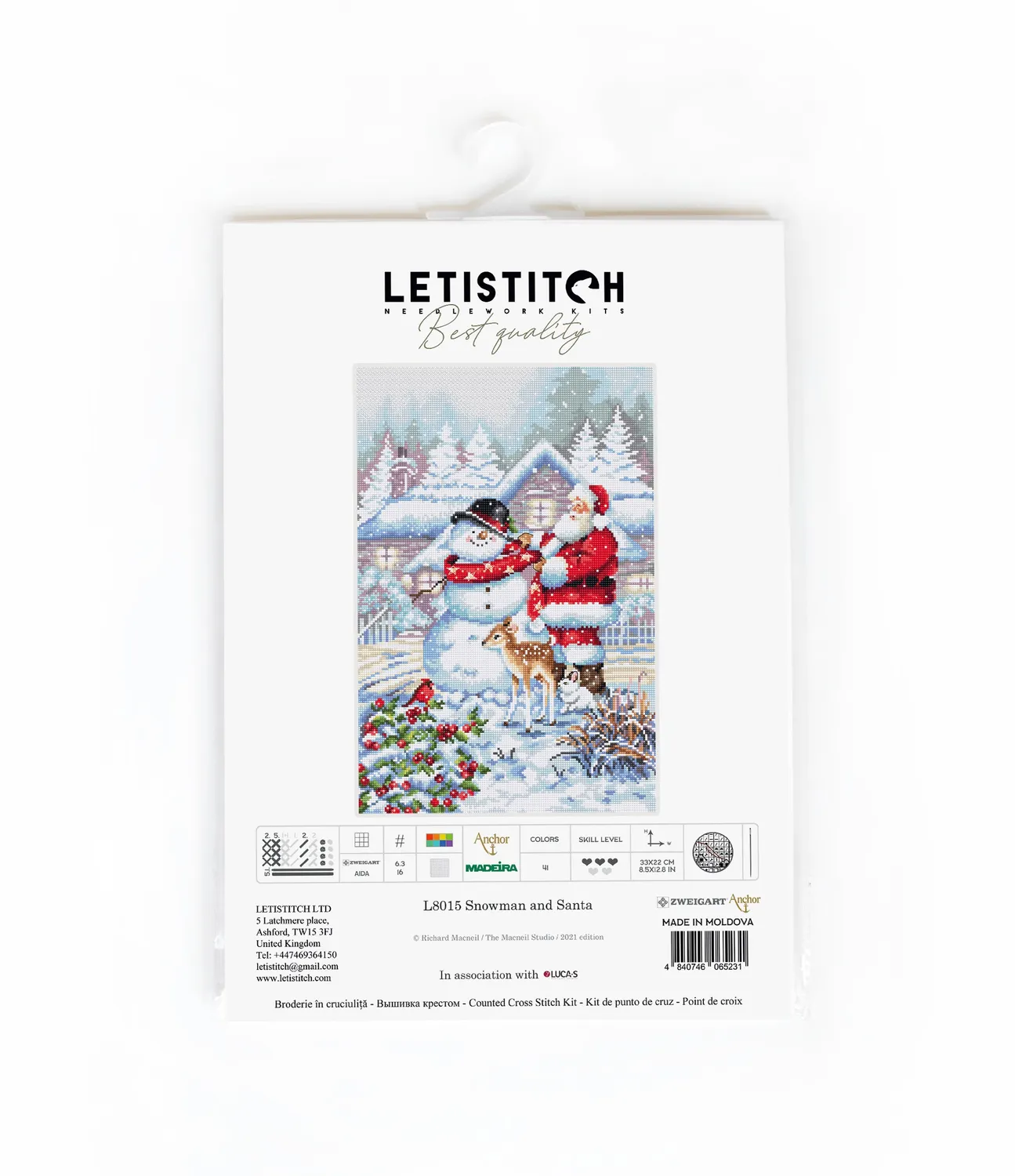 Leti Stitch L8015 Snowman Santa borduurpakket 33x22