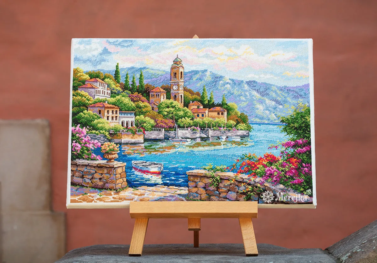 Merejka Lago di Como borduurpakket 41x30 ecru 40 kleuren