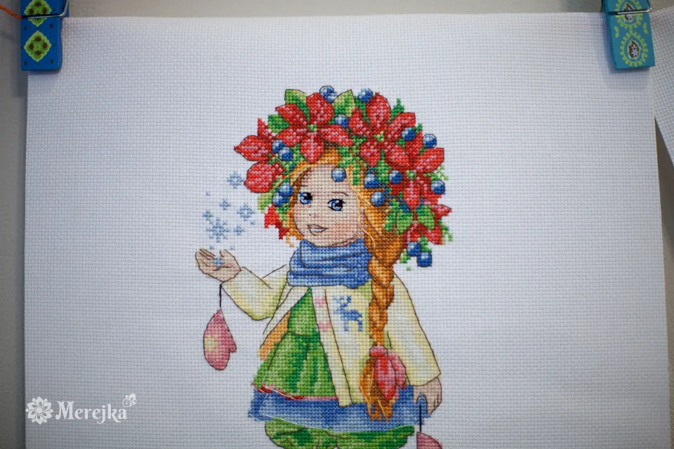 Merejka Winter Girl borduurpakket wit 23x14 cm
