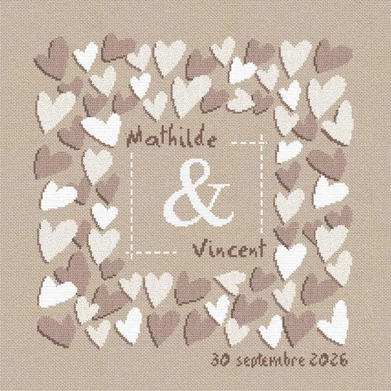 LiliPoints Square Hearts bruiloft borduurpatroon 175x183