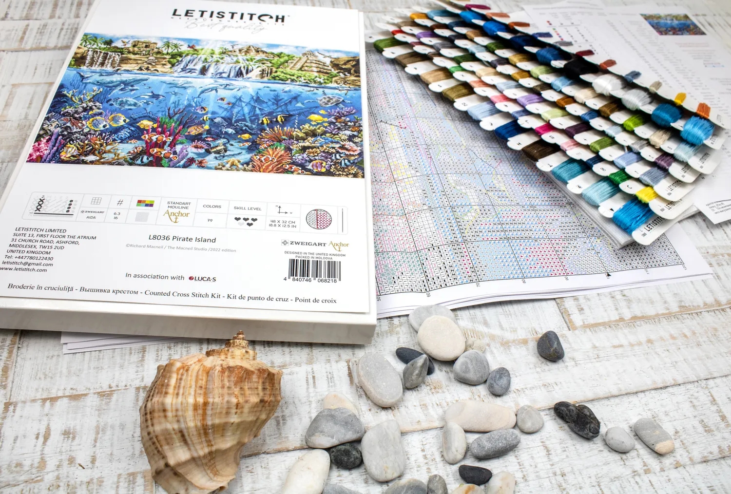 Leti Stitch L8036 Pirate Island borduurpakket 48x32 cm Aida
