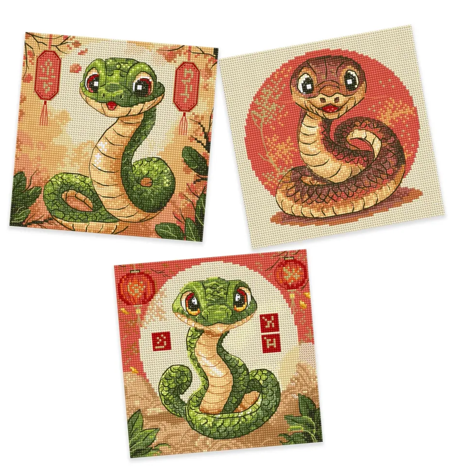 Leti Stitch L9926 Snakes borduurpakket 15,6x15,6 cm slang