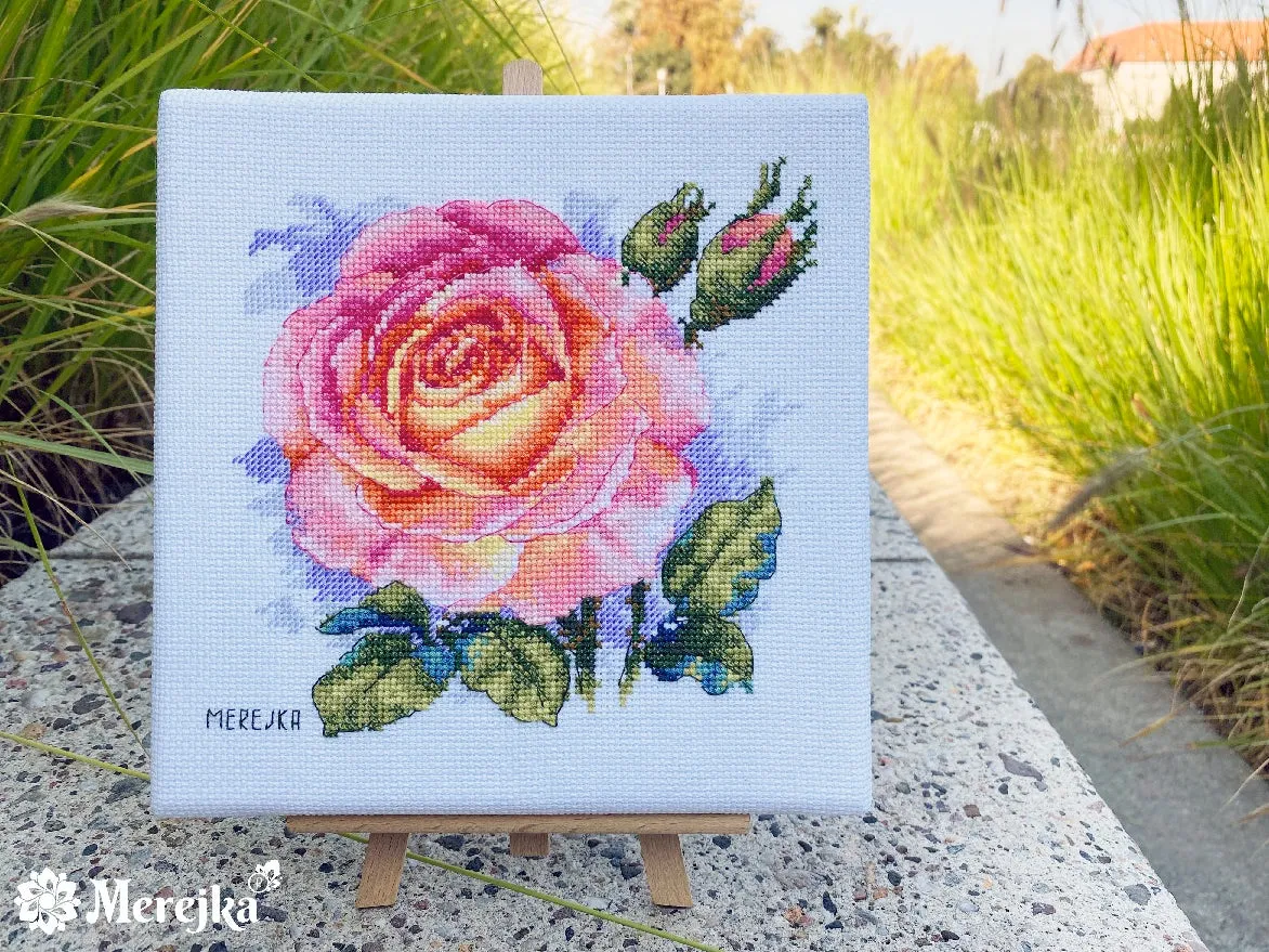 Merejka Rose borduurpakket Aida 16 wit 15x15