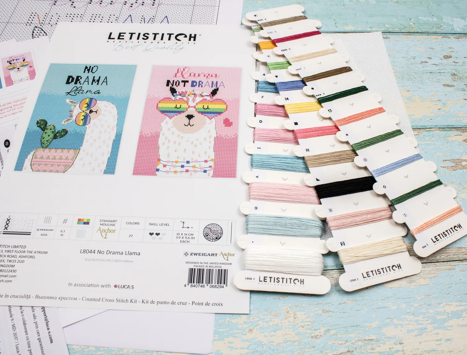 Leti Stitch L8044 No Drama Llama borduurpakket 2x 10x14