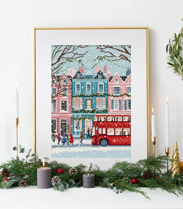 Leti Stitch L9919 London Snowfall borduurpakket kerst