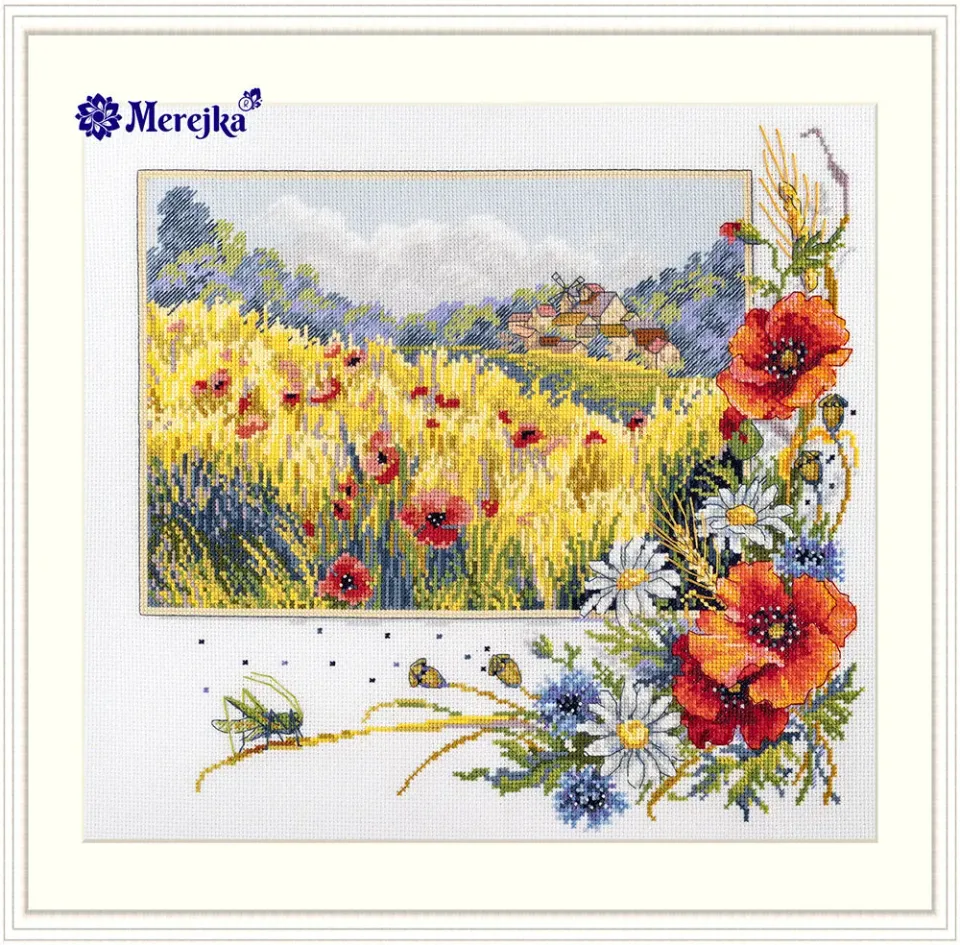 Merejka Summer Field borduurpakket Aida 16 wit 35 kleuren