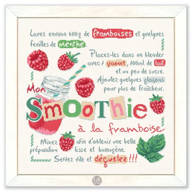 LiliPoints Raspberry Smoothie kruissteekpatroon 187x187