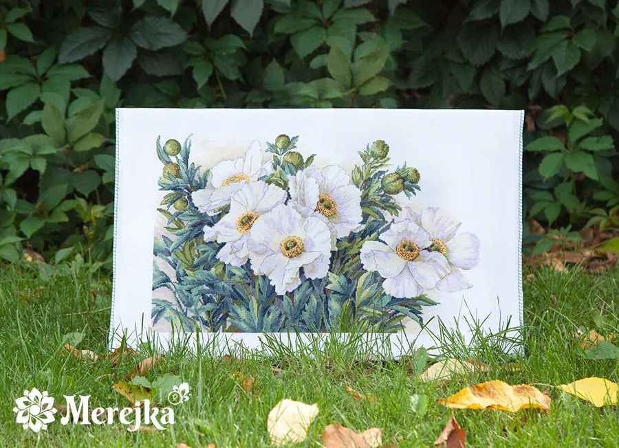 Merejka Garden Beauties borduurpakket Aida 16 wit 50x31 cm