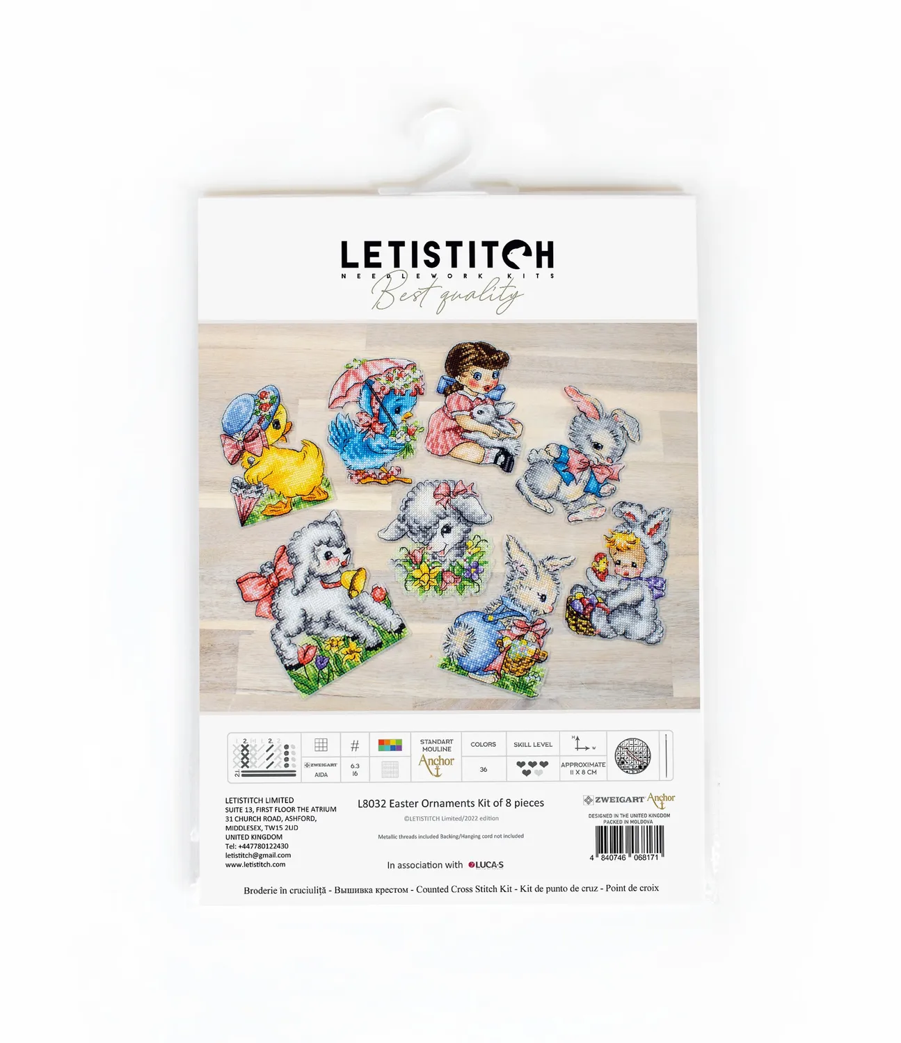 Leti Stitch L8032 kruissteekpakket pasen 8 stuks