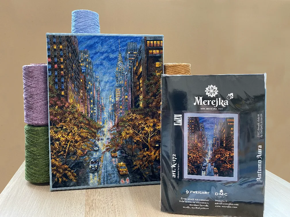 Merejka Autumn Aura borduurpakket 31x40 cm blauwgrijs
