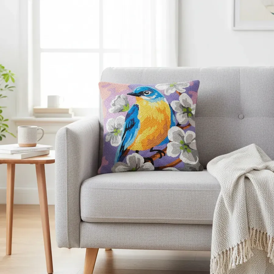 Margot de Paris Spring Bird kussen borduurpakket 40x40