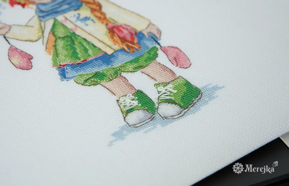 Merejka Winter Girl borduurpakket wit 23x14 cm