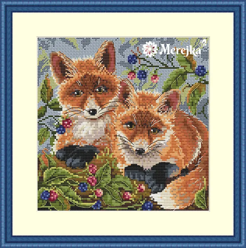 Merejka Foxes borduurpakket 18x18 cm vossen