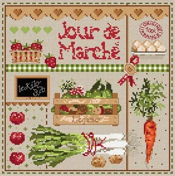 Madame la Fée Mini Marché 053 borduurpatroon 137x137 2 fiches