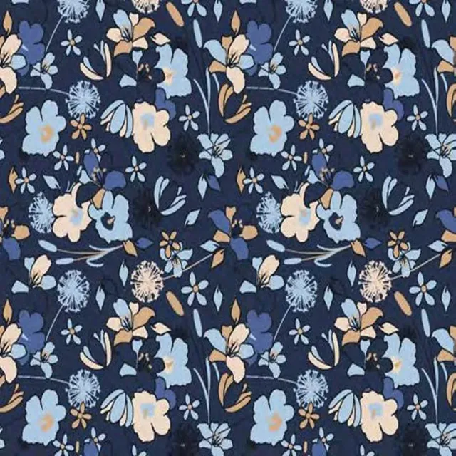 SEG Collection Privée Mini Fleurs stofcoupon marine beige 3x1,6 m