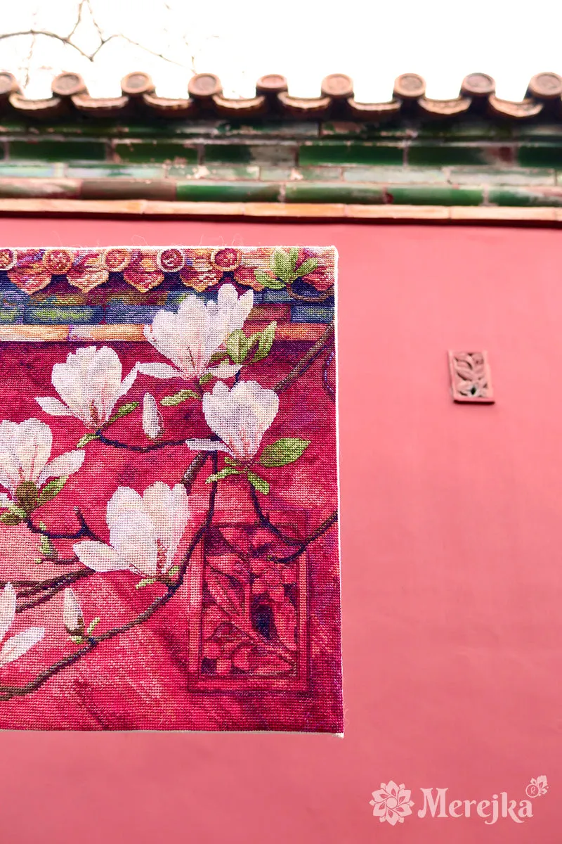 Merejka Magnolia borduurpakket Aida 16 ecru 43 kleuren