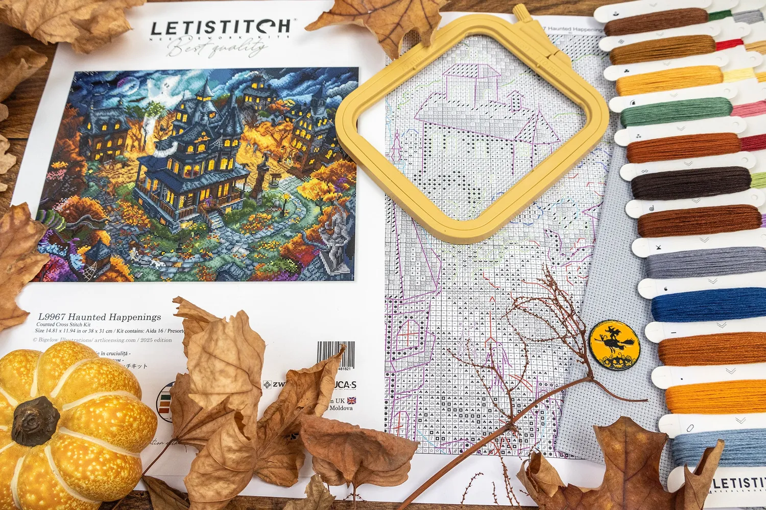 Leti Stitch L9967 Haunted Happenings borduurpakket 38x31 cm 57 kl