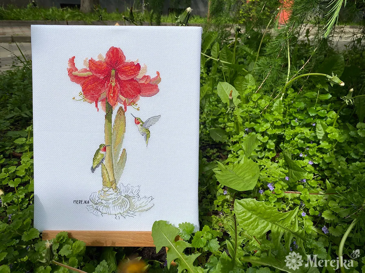 Merejka Amaryllis borduurpakket wit 14x25 cm