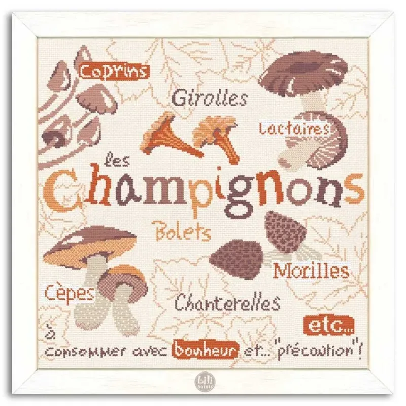 LiliPoints Mushrooms borduurpatroon patroon alleen paddenstoelen