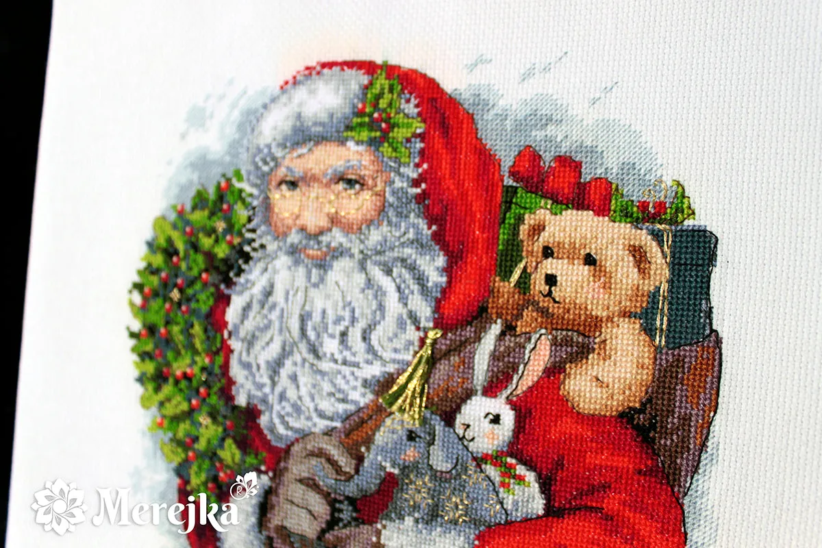 Merejka Santa with Wreath borduurpakket 20x20 kerst