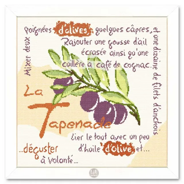 LiliPoints La Tapenade borduurpatroon keuken olijf