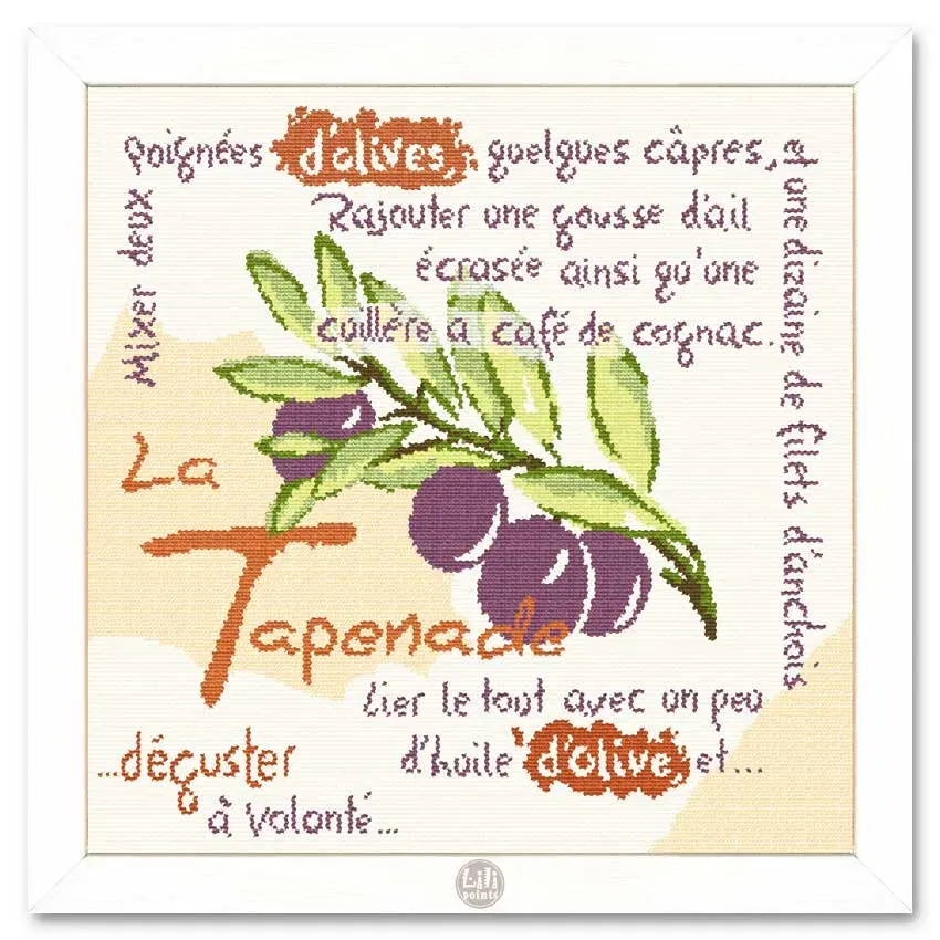 LiliPoints La Tapenade borduurpatroon keuken olijf