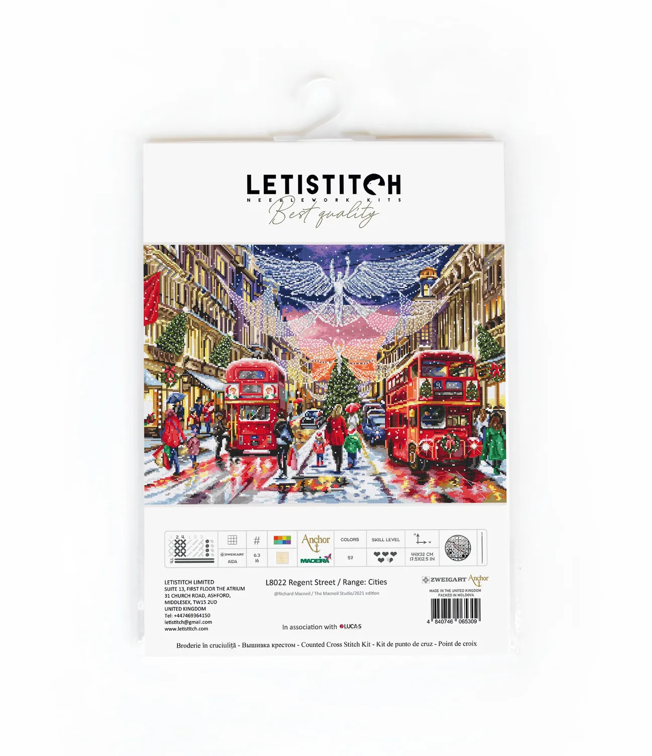 Leti Stitch Cities L8022 Regent Street borduurpakket 44x32 cm