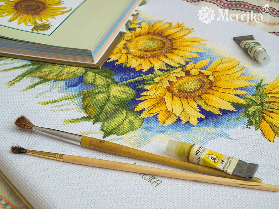 Merejka Bright Sunflowers borduurpakket 43x24