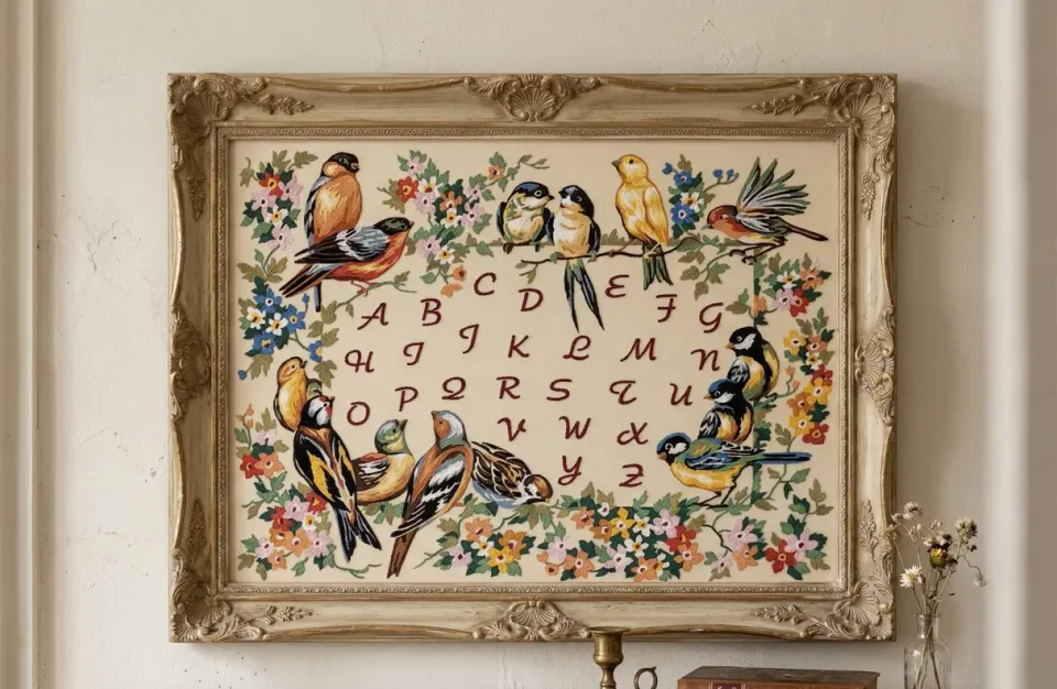 SEG de Paris Birds Alphabet canvas borduurstramien vogels