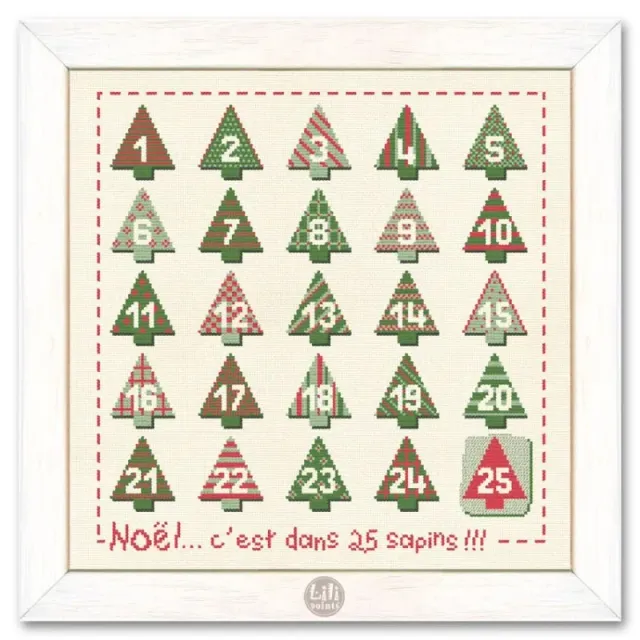 LiliPoints 25 Christmas Trees borduurpatroon kerstbomen