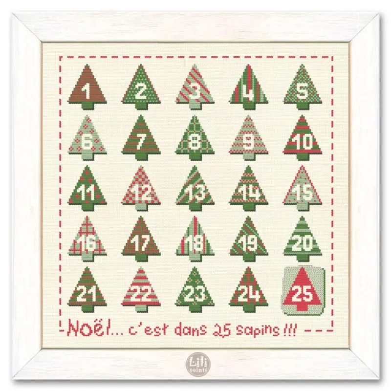 LiliPoints 25 Christmas Trees borduurpatroon kerstbomen