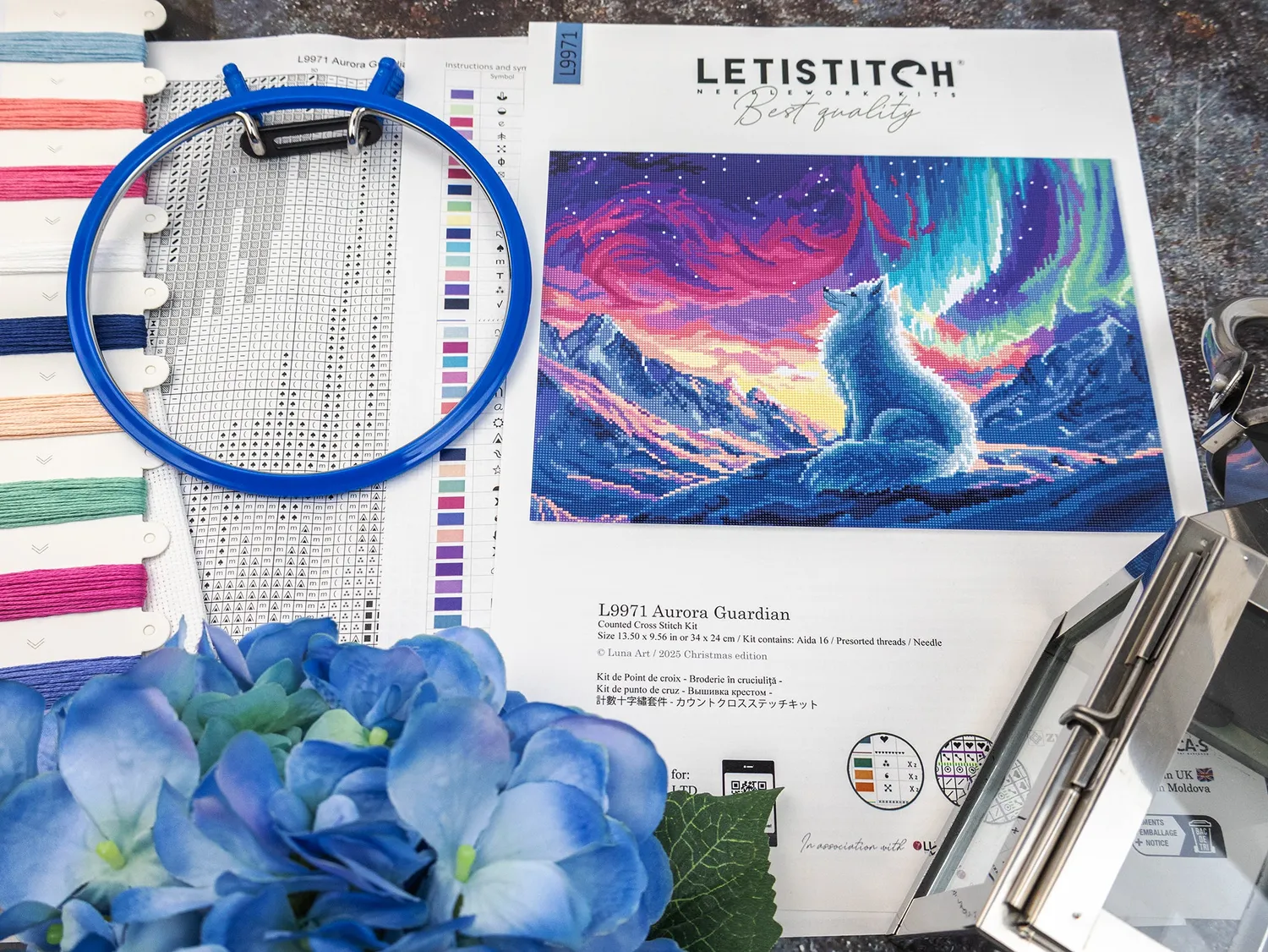 Leti Stitch L9971 Aurora Guardian borduurpakket 34x24 fantasy