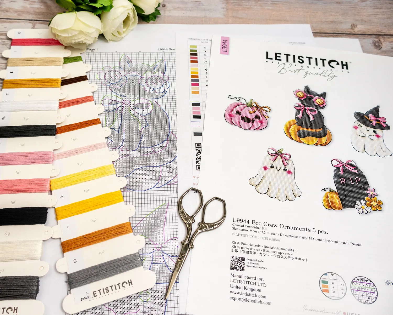 Leti Stitch L9944 kruissteekpakket Boo Crew 5 stuks 9 cm
