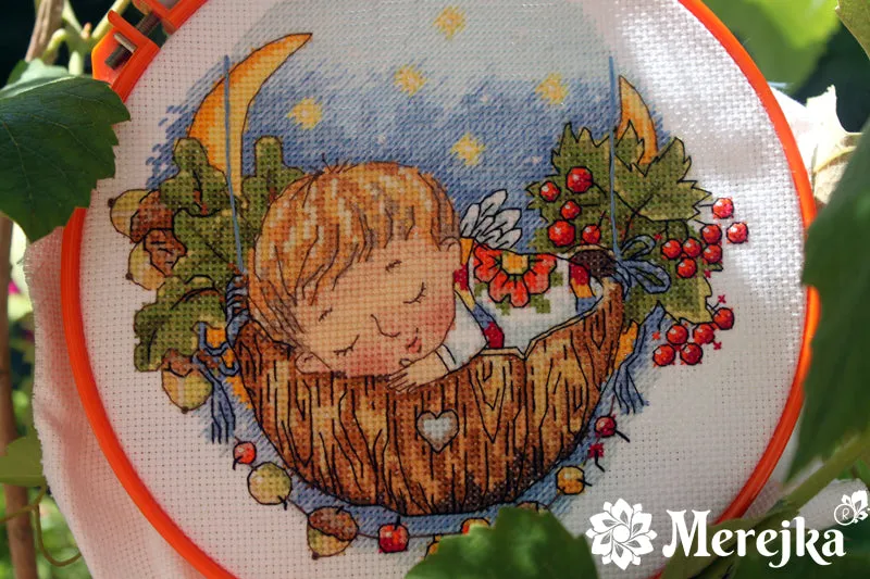 Merejka Lullaby for Son borduurpakket 15x19 wit Aida 16
