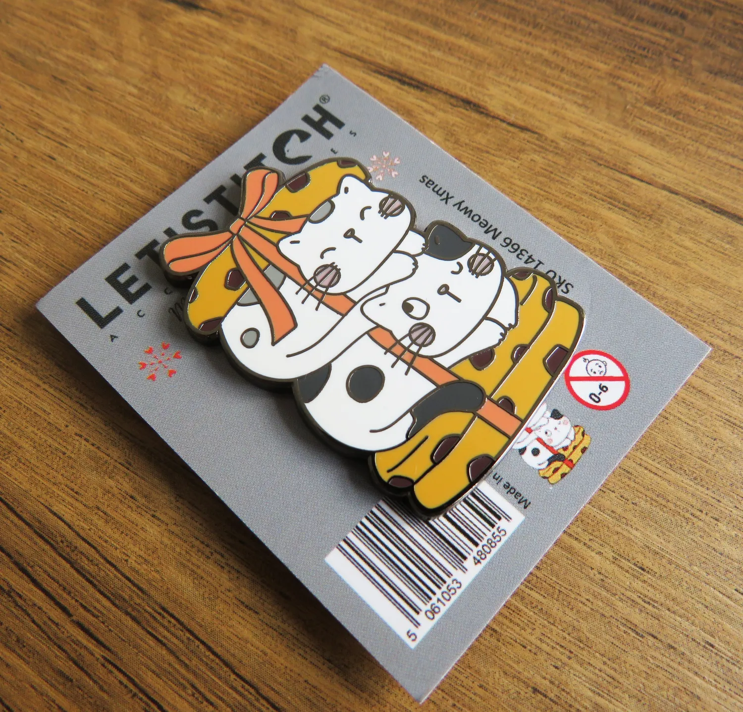 Leti Stitch 14366 Meowy Xmas naaldmagneet 40 mm emaille