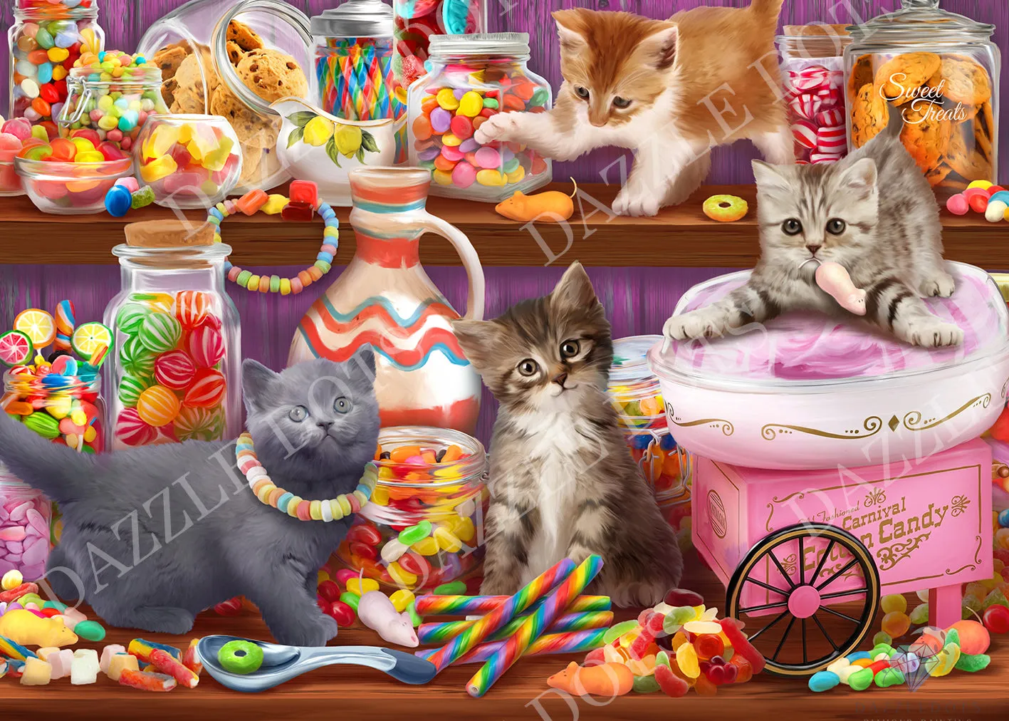 Dazzle Dots Candy Cats LDS-7024 diamond painting 75x55